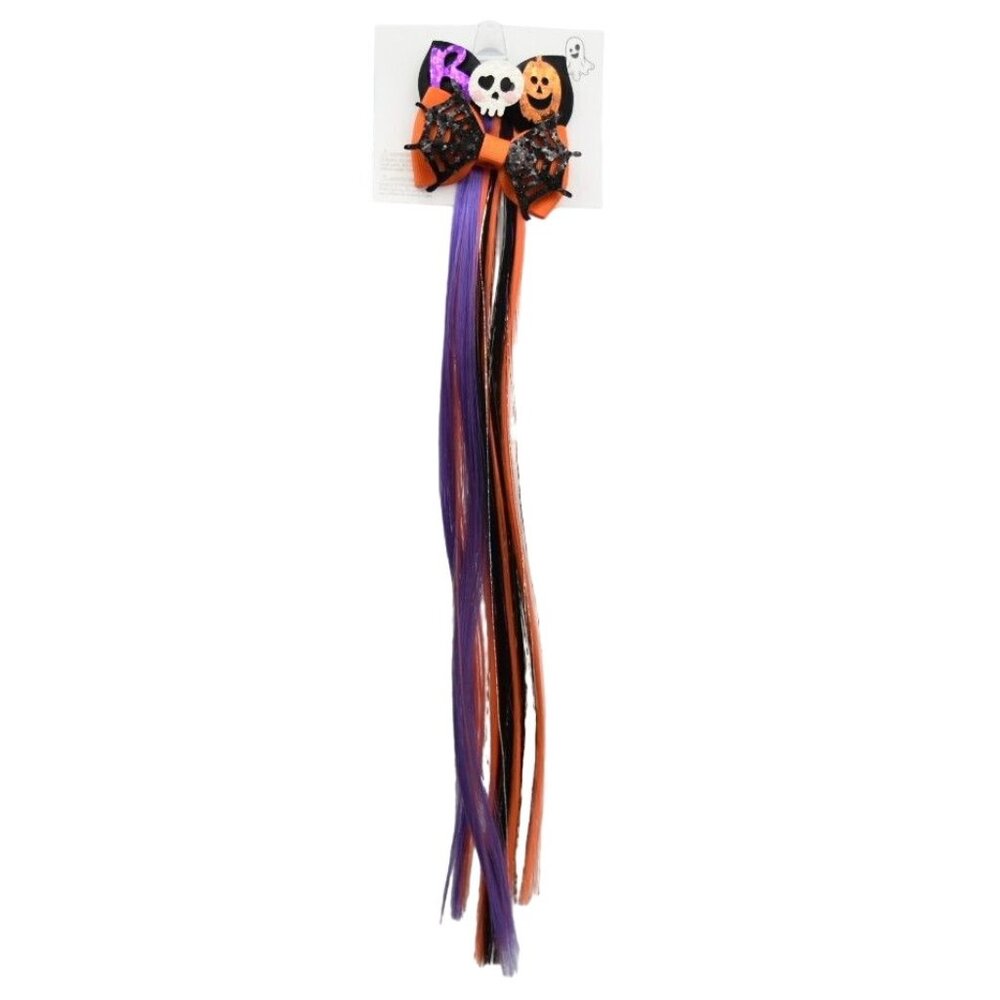Claires Halloween Hair Clips Hair Extensions Black Orange Purple 20 in